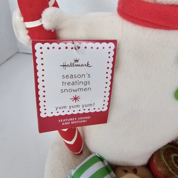 Christmas Plush Singing Holiday Season's Treatings Snowmen Hallmark 2008 NOS - Picture 3 of 9
